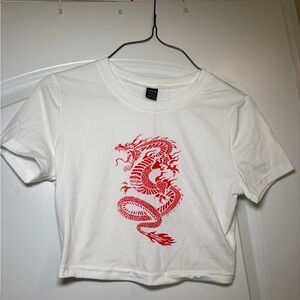 SHEIN White Tee with Red Graphic